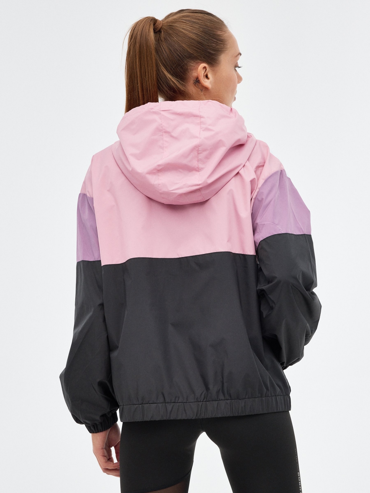 Pink colorblock jacket light pink middle back view