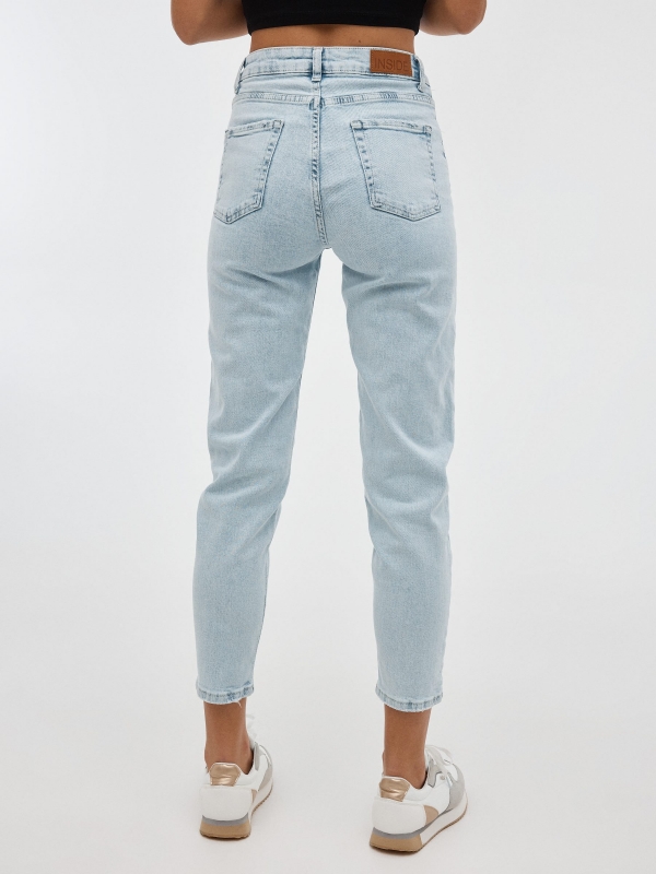 Mãe jeans slim azul claro azul claro vista meia traseira