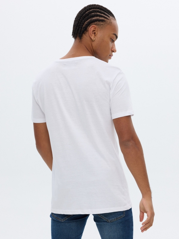 T-shirt impressa INSIDE branco vista meia traseira