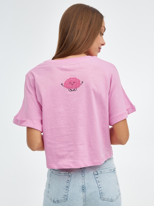 Camiseta crop Strong&Clear rosa vista media trasera