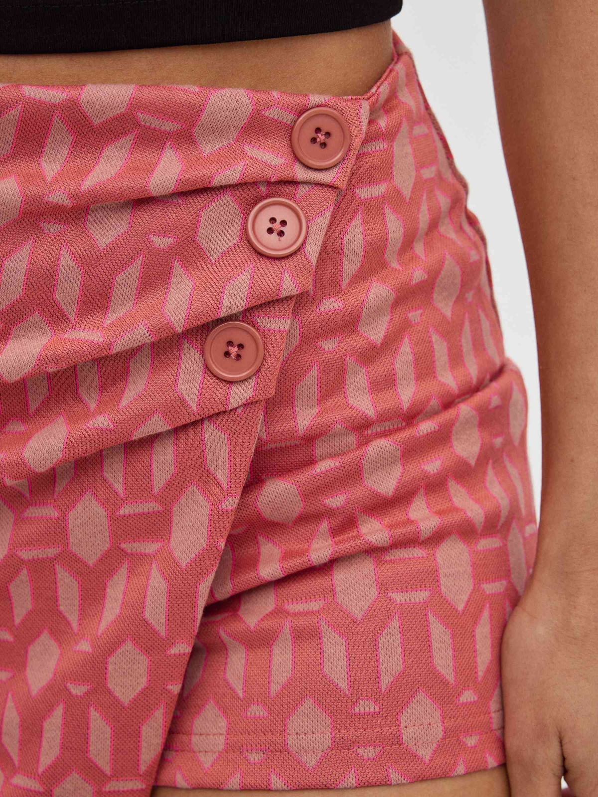 Geometric sarong skort powdered pink detail view