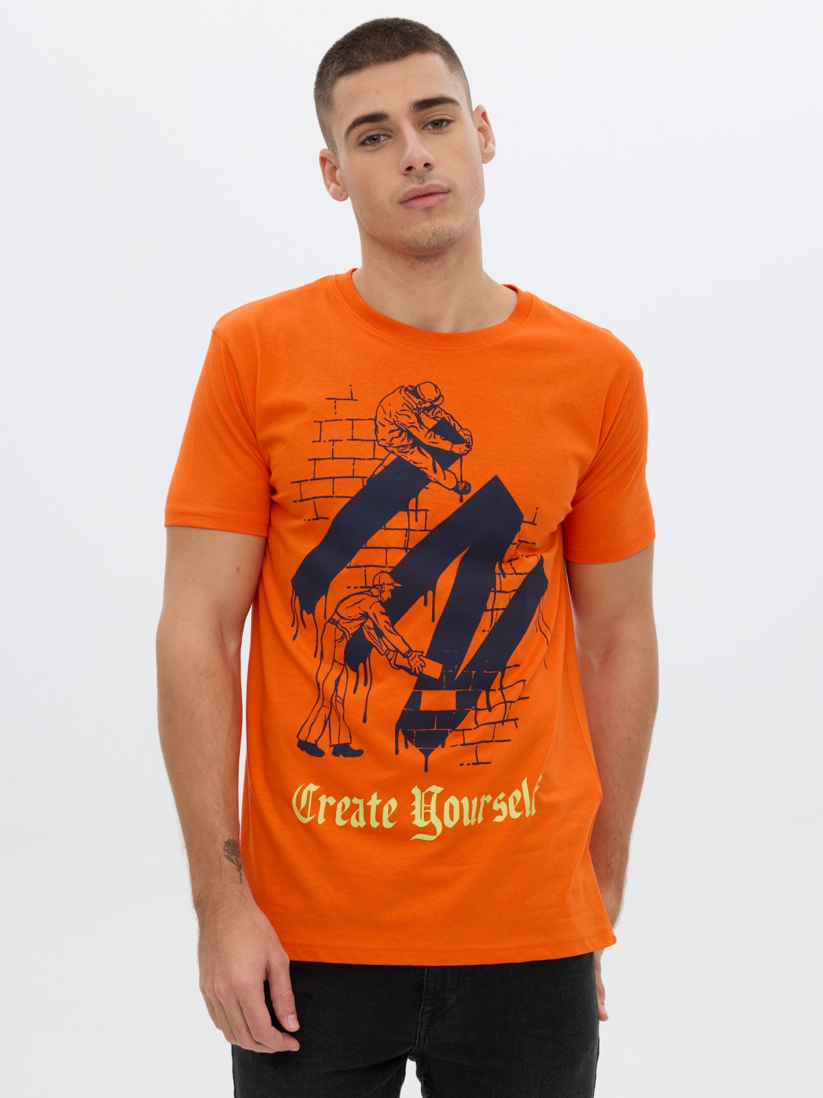 Create Yourself T-shirt orange middle front view