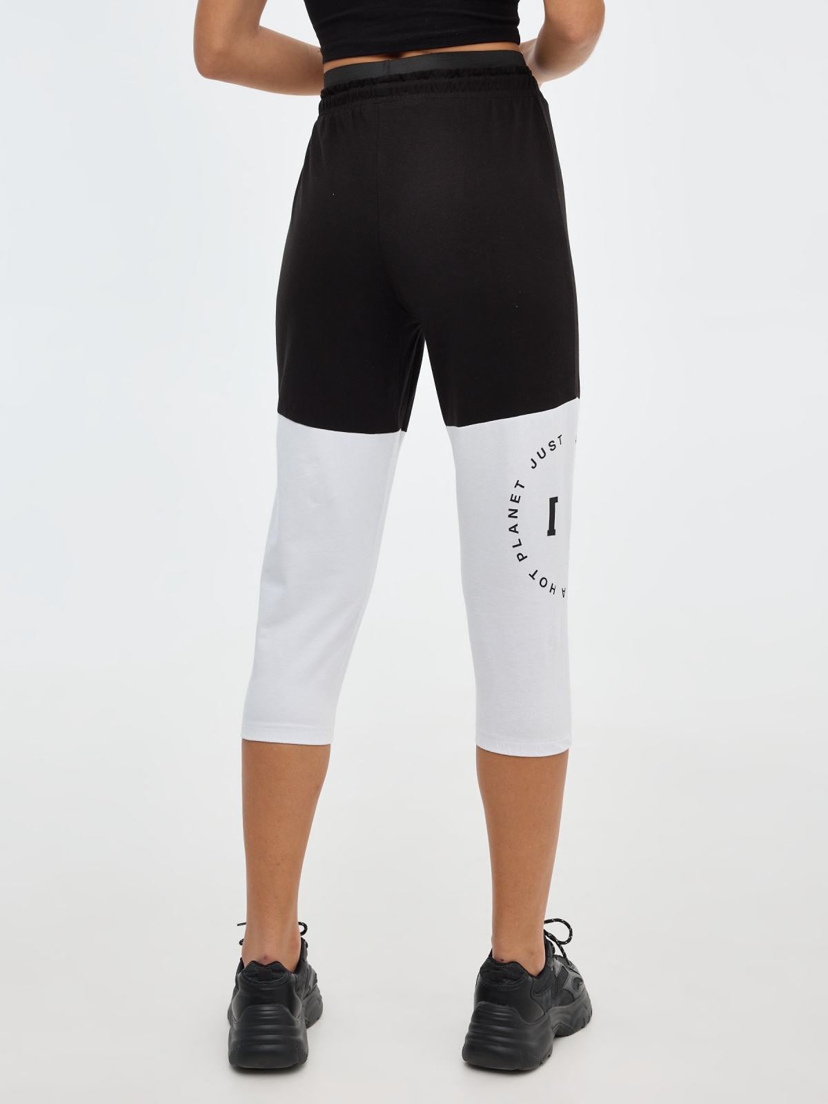 Block color jogger pants black front view