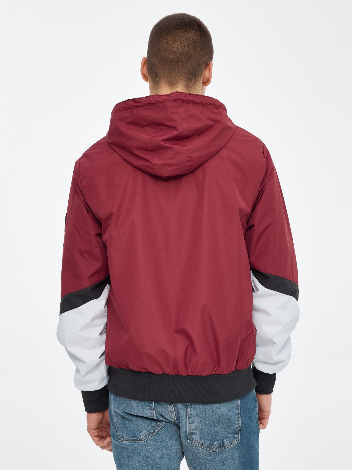 Lightweight hooded jacket white middle back view