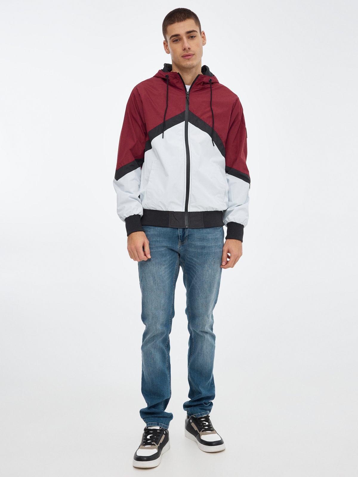 Lightweight hooded jacket white front view