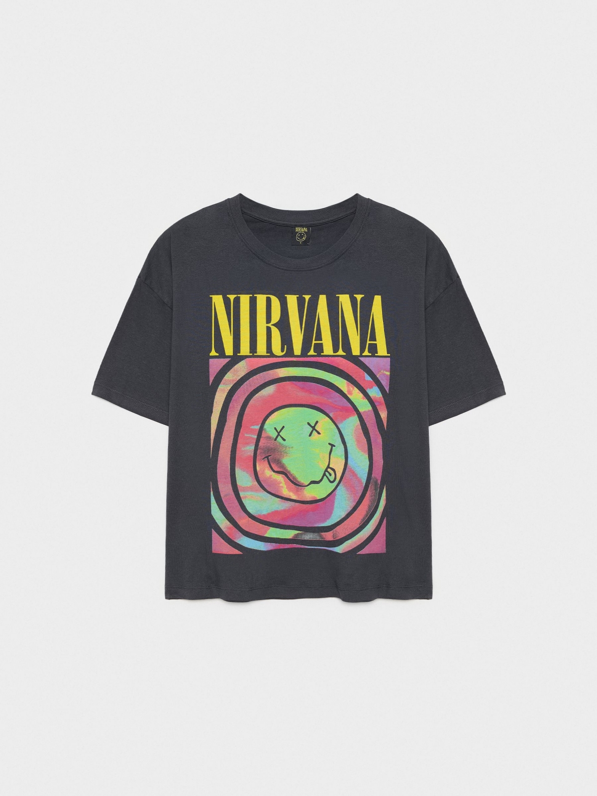  T-shirt Nirvana oversized cinza escuro