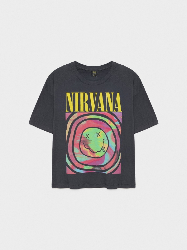  Camiseta oversized Nirvana gris oscuro
