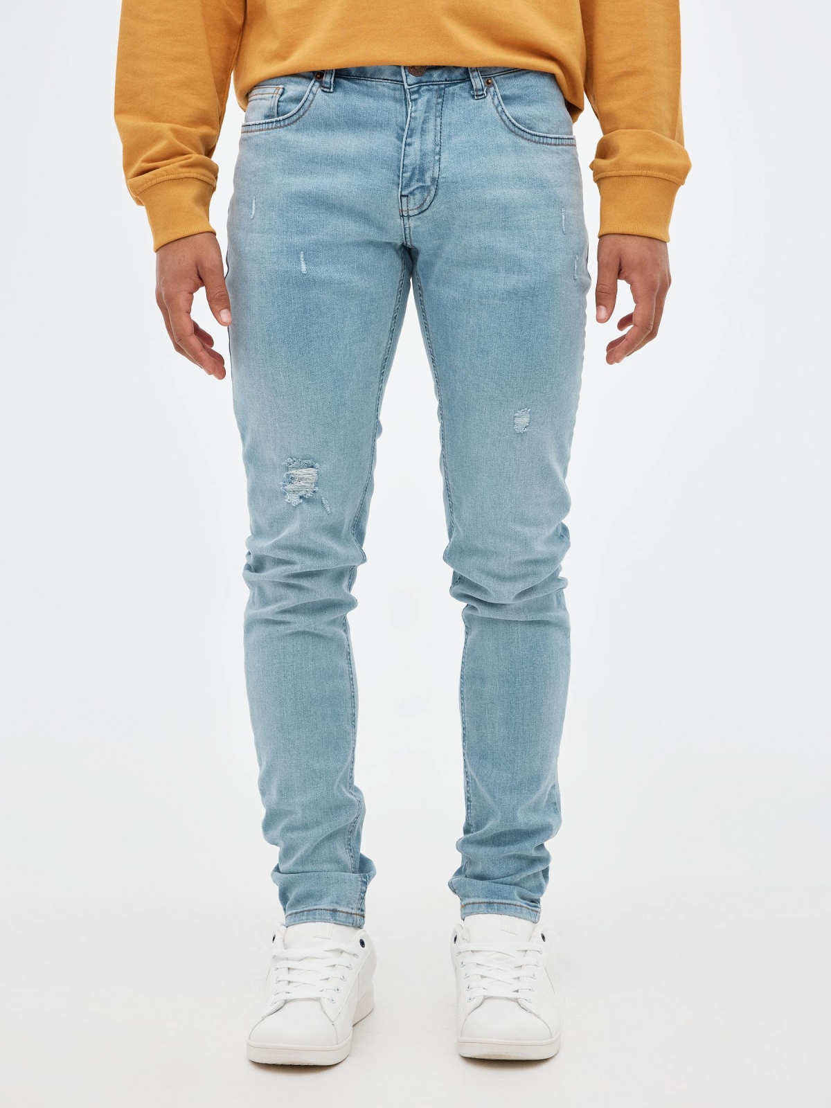 Jeans Super Slim azul claro mostaza vista media frontal