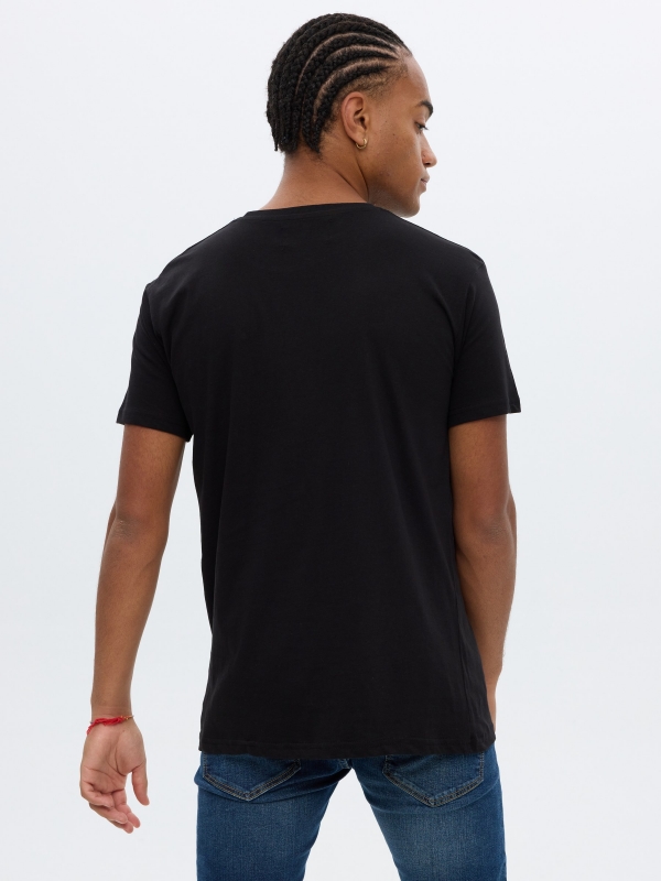 INSIDE printed T-shirt black middle back view