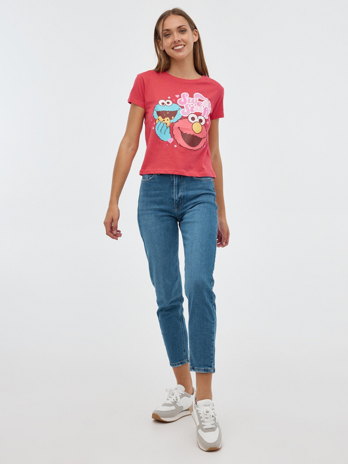 T-shirt Elmo e Coco vermelho vista geral frontal