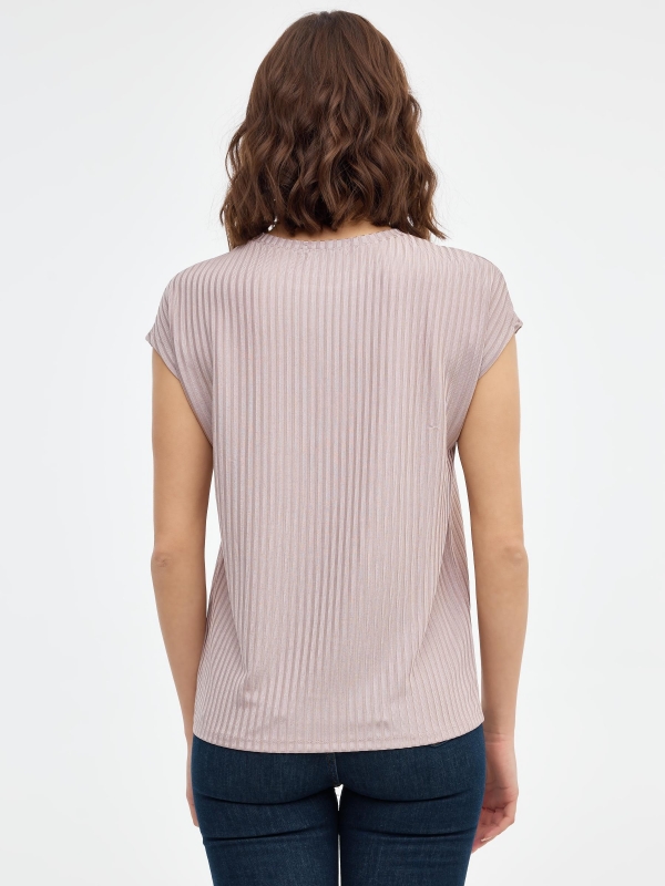 T-shirt de tecido texturizado taupe vista meia traseira