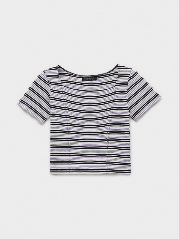  Striped cropped t-shirt grey