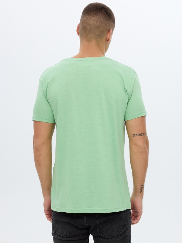 INSIDE printed T-shirt light green middle back view