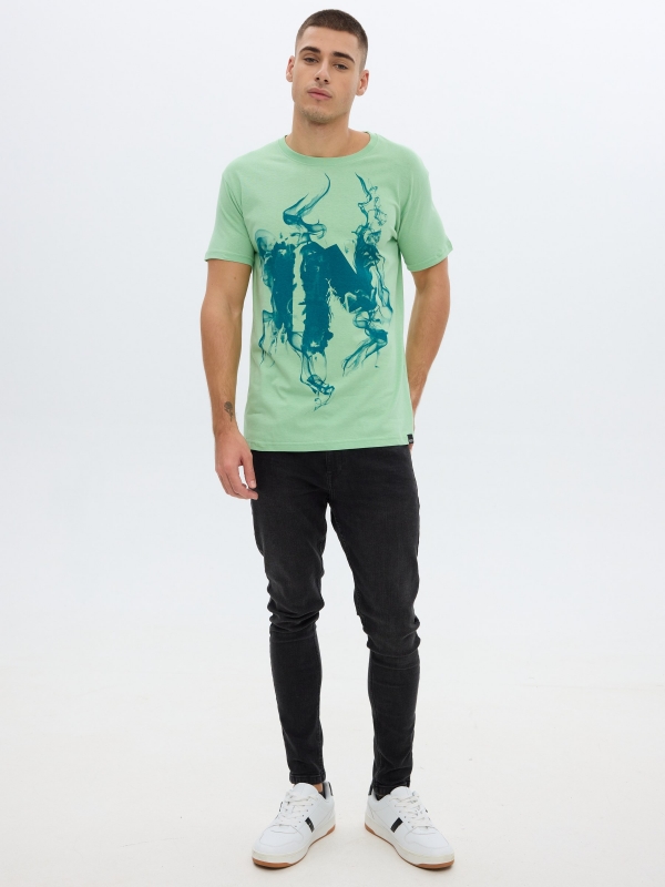 T-shirt impressa INSIDE verde claro vista geral frontal