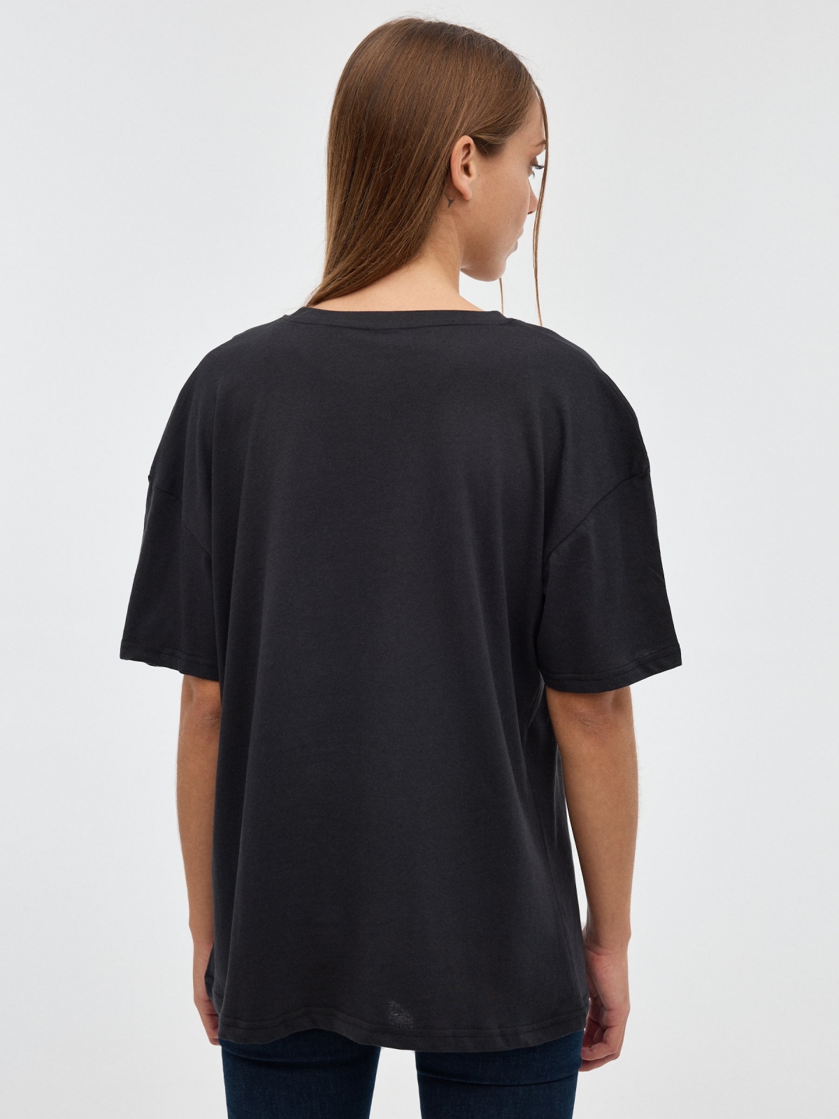 T-shirt ACDC de grandes dimensões preto vista meia traseira