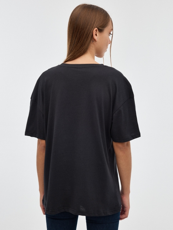 T-shirt ACDC de grandes dimensões preto vista meia traseira