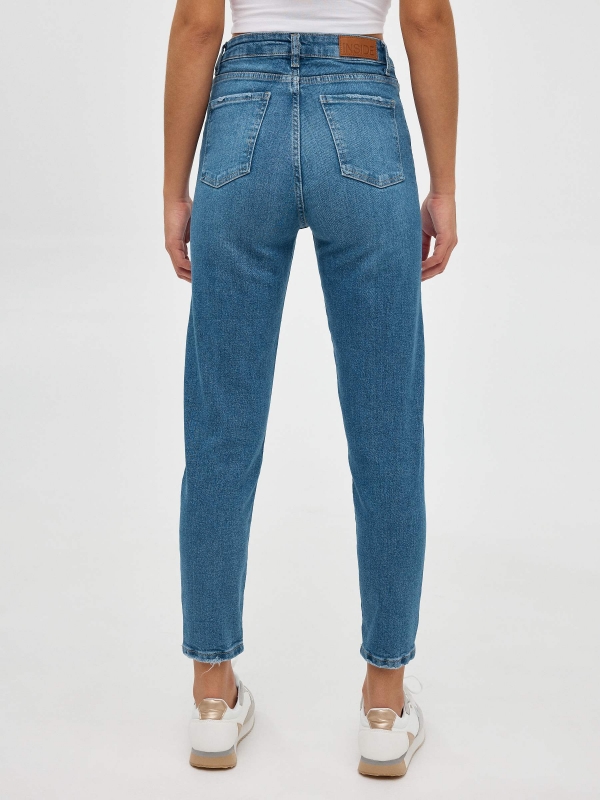 Mom slim jeans blue middle back view