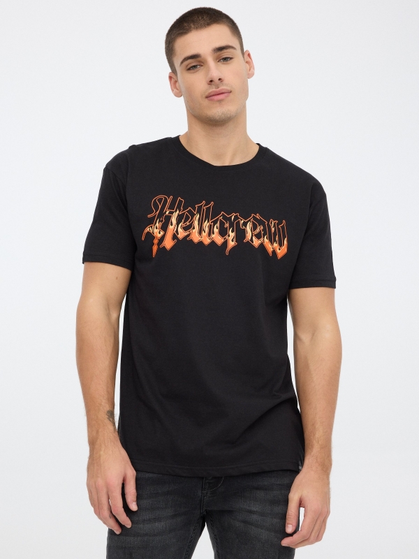 Camiseta Hell negro vista media frontal