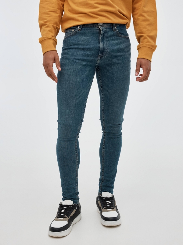 Blue skinny jeans low rise blue middle front view