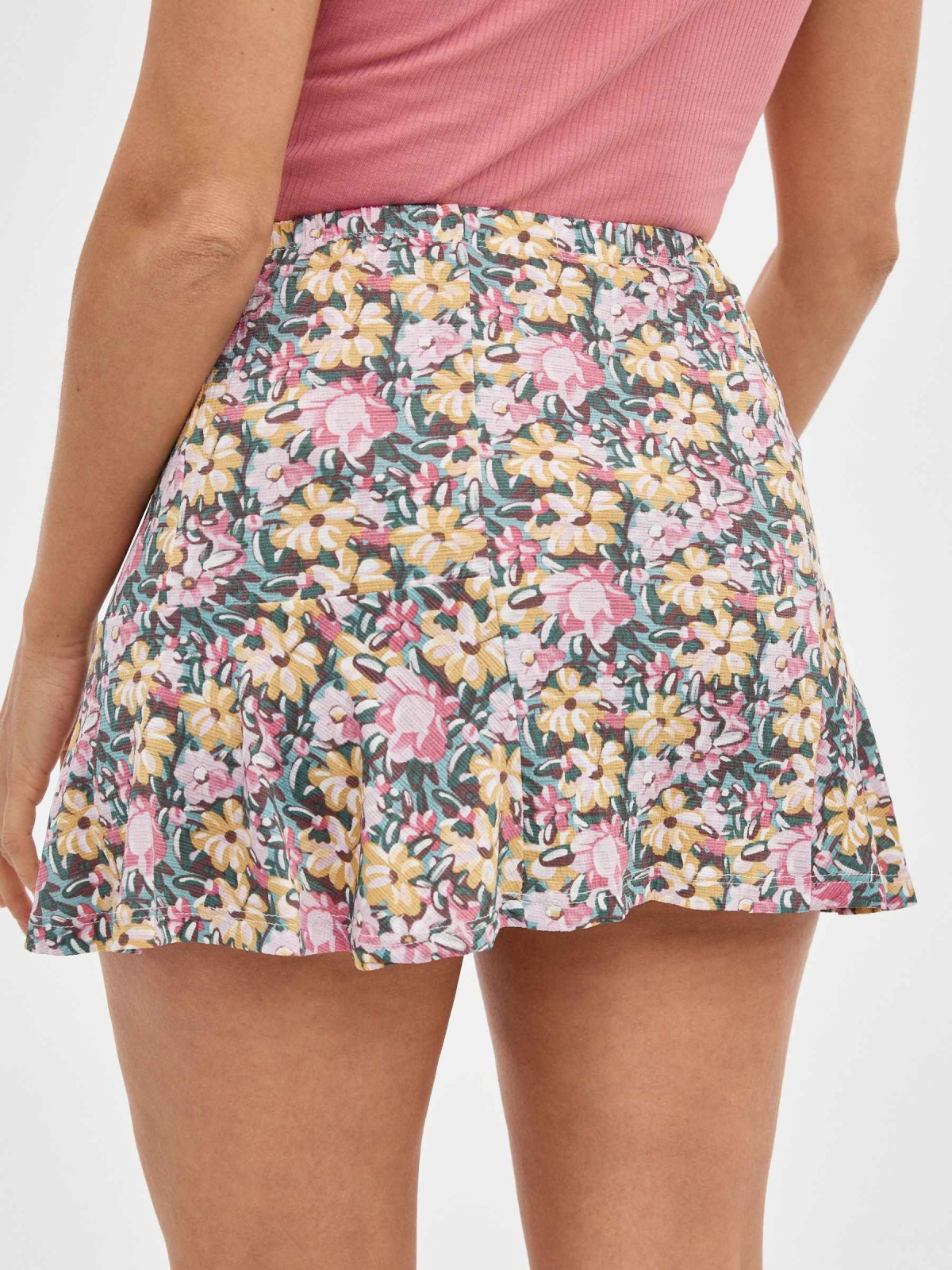 Mini skirt with ruffled flower print multicolor detail view