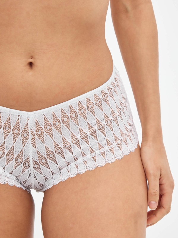 Brazilian white lace panties white back view