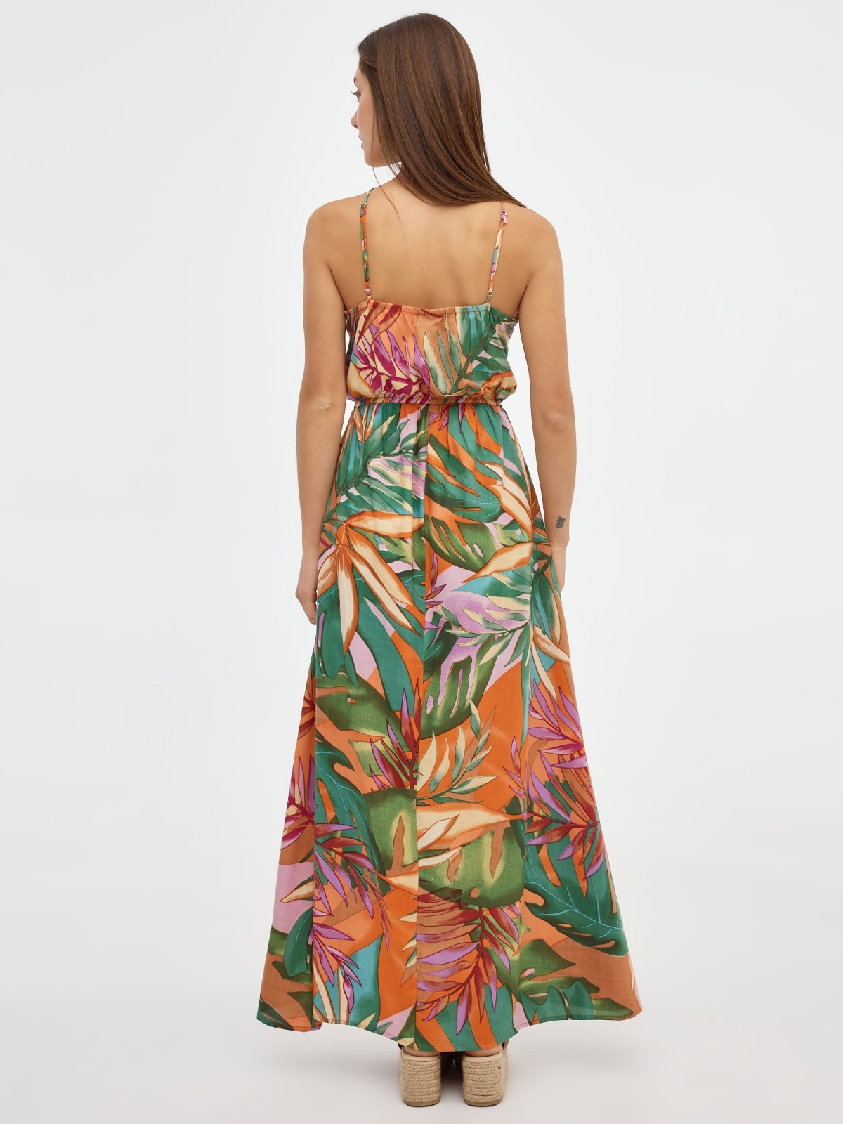 Printed maxi dress multicolor middle back view