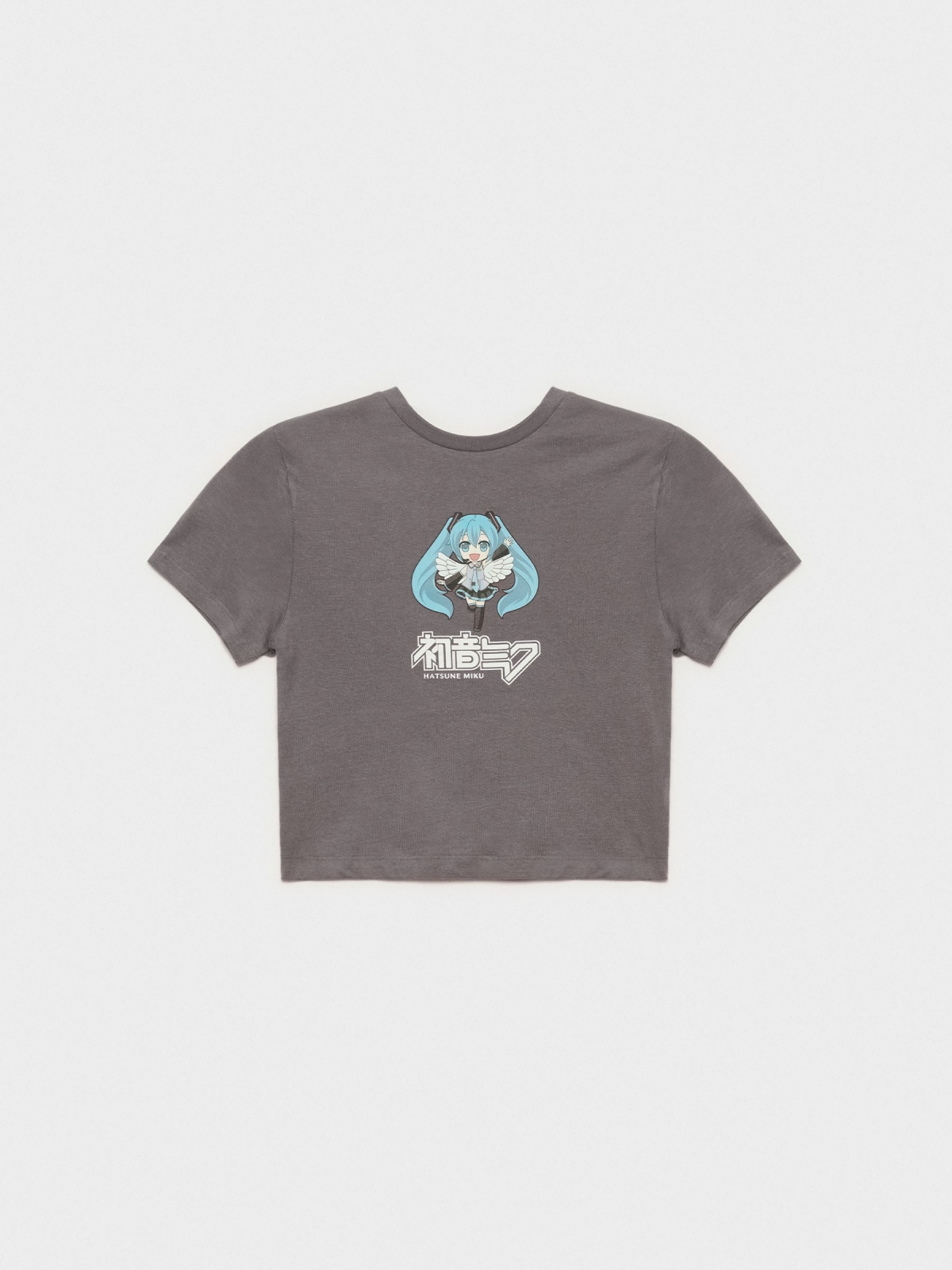  Hatsune print T-shirt dark grey