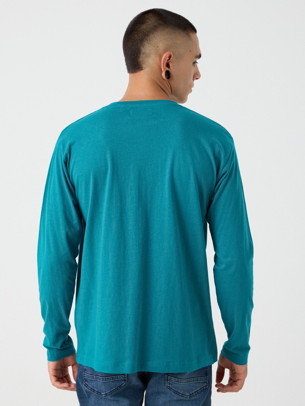 Camiseta estampado Inside verde mar vista media trasera