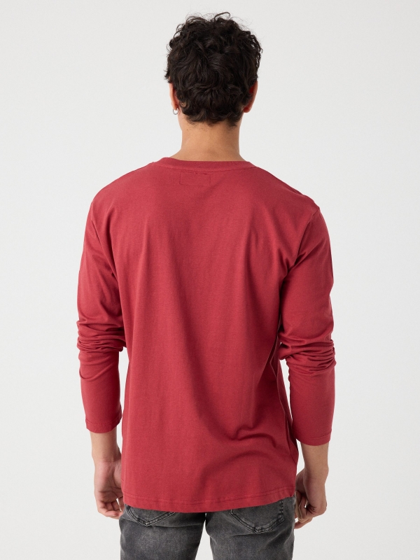 T-shirt com estampa Inside vermelho vista meia traseira