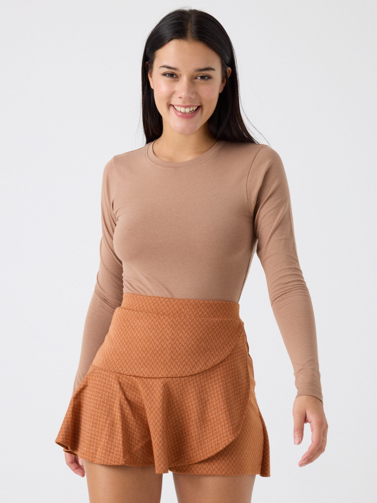 Retro style skort cinnamon middle front view