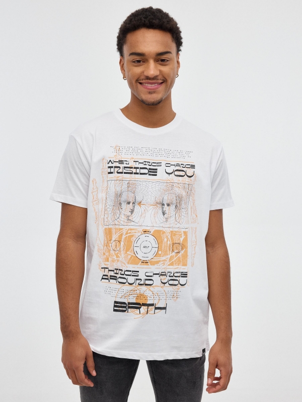 Metaverse printed T-shirt white middle front view