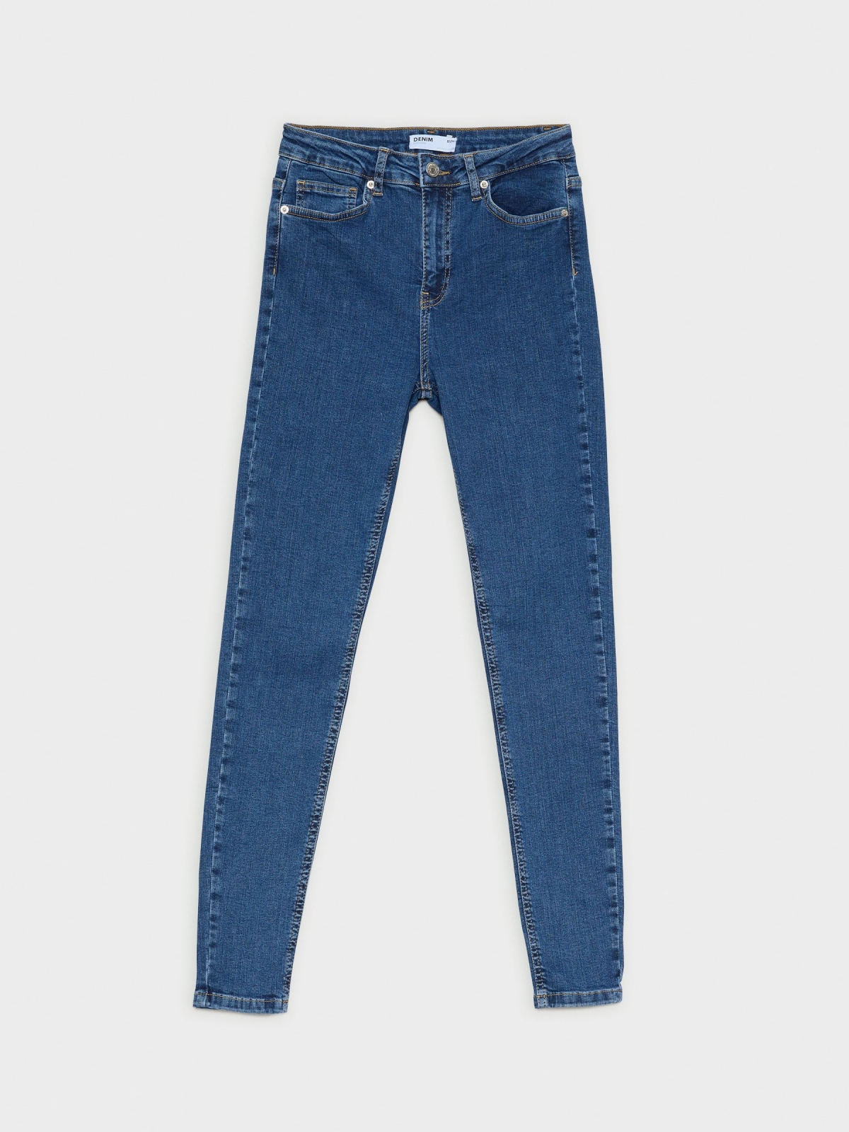  Jeans skinny básico cintura alta azul