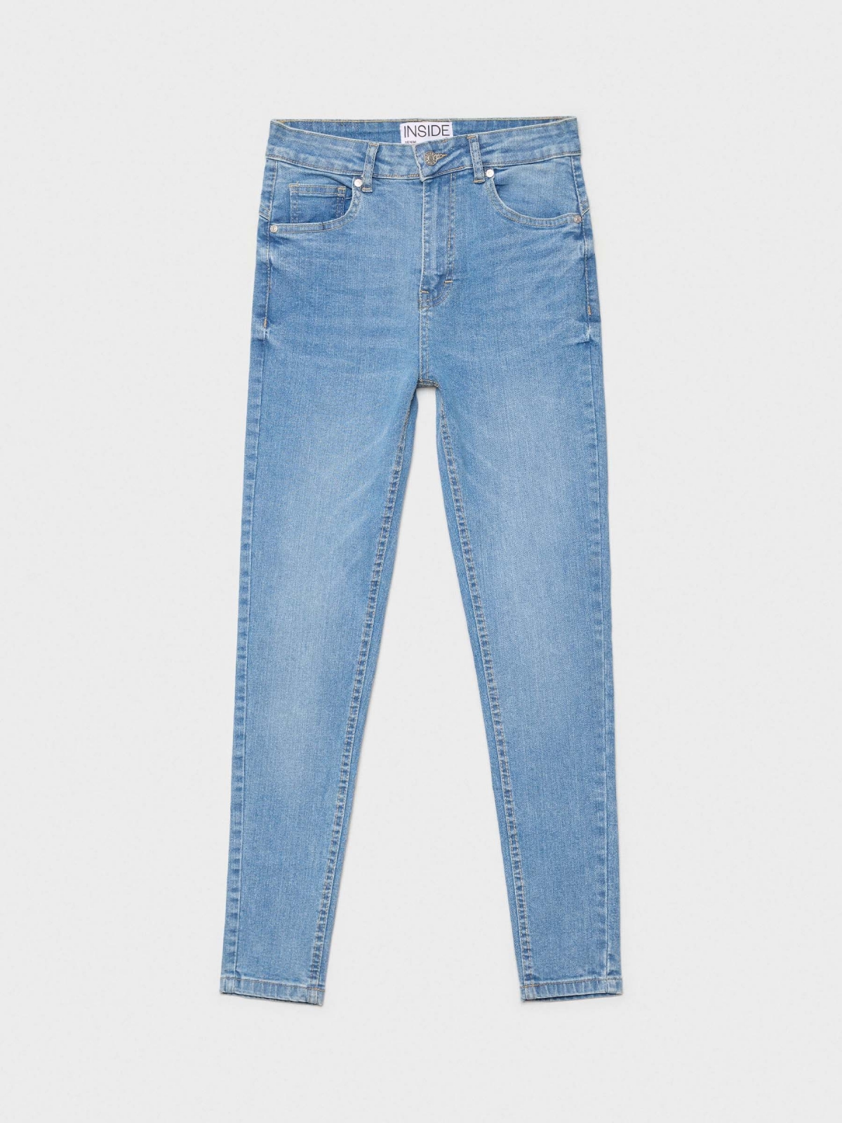  Jeans skinny push-up de cintura alta azul aço