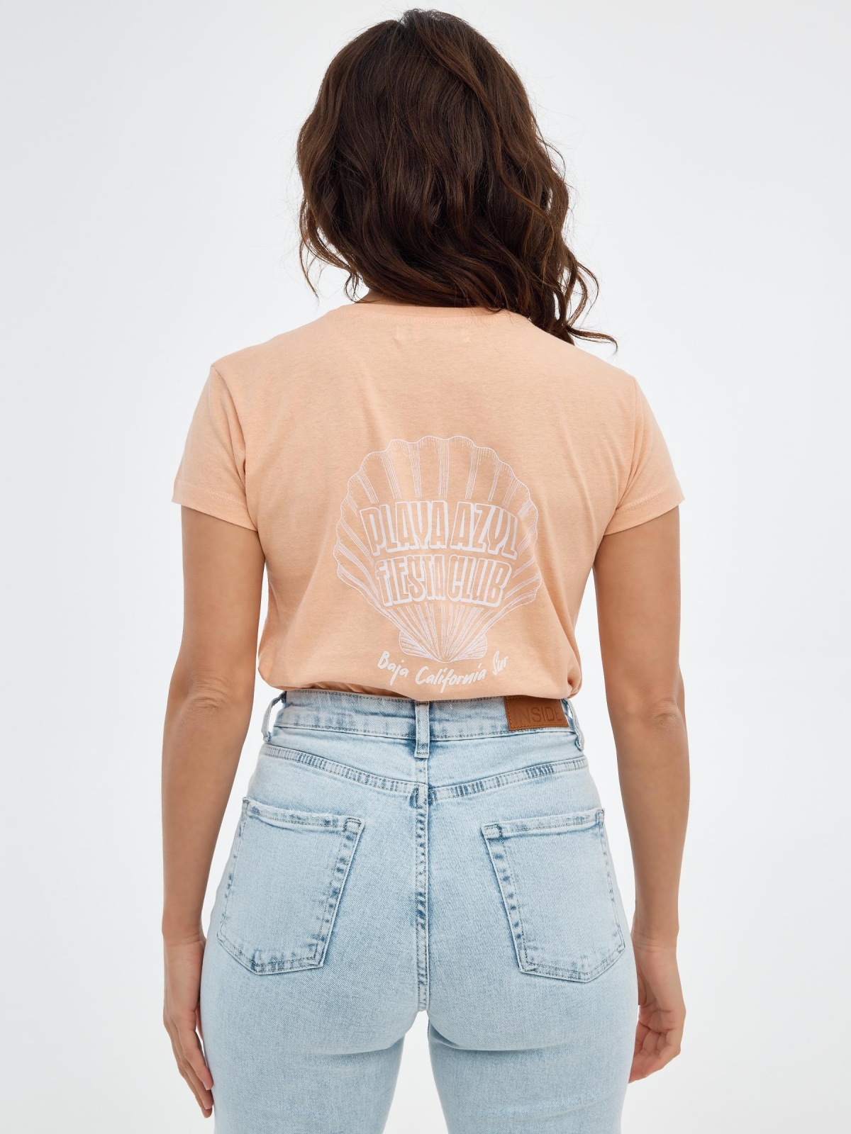 Hurricane Hut T-shirt peach middle back view