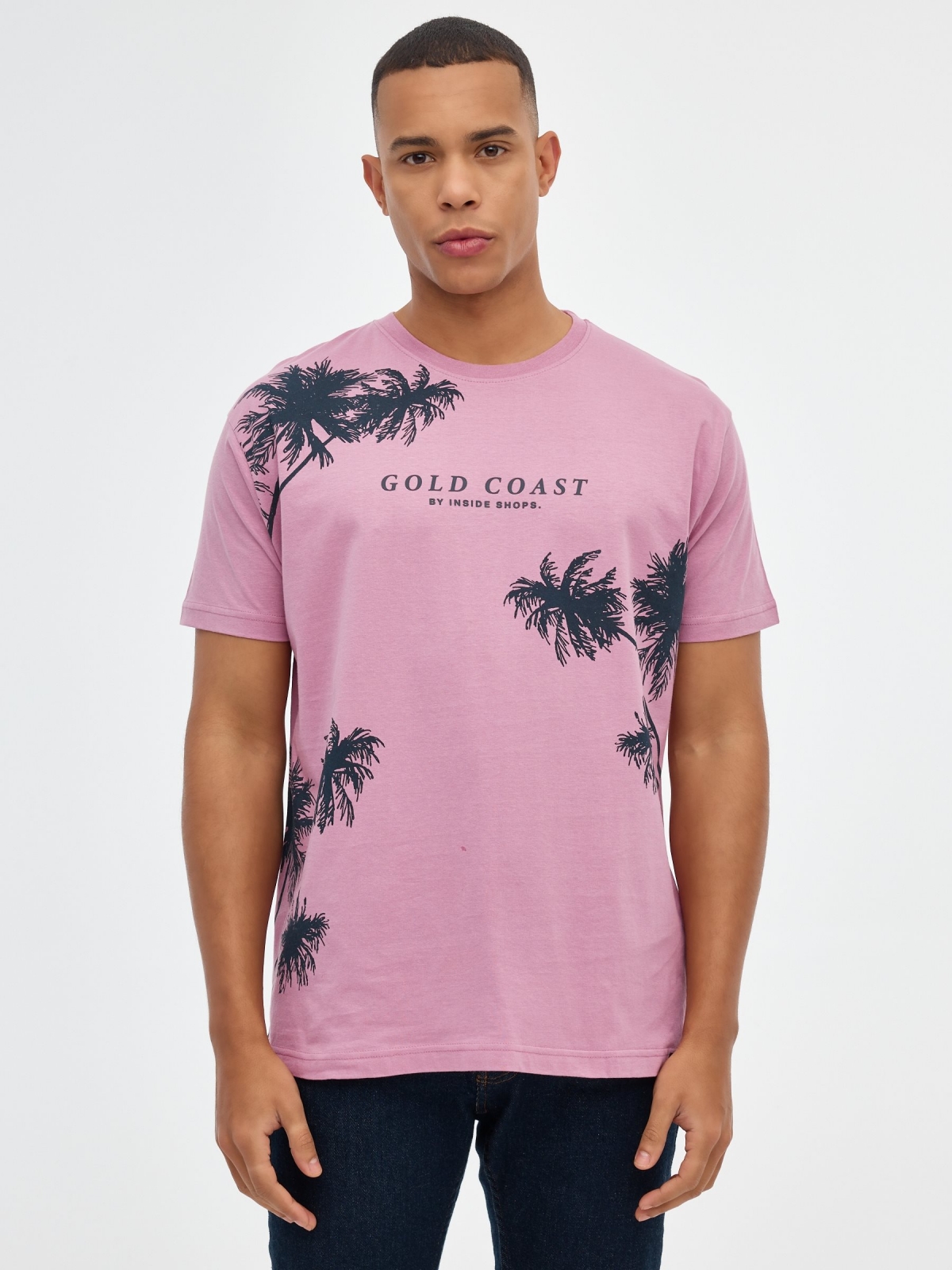 T-shirt da Costa de Ouro púrpura vista meia frontal