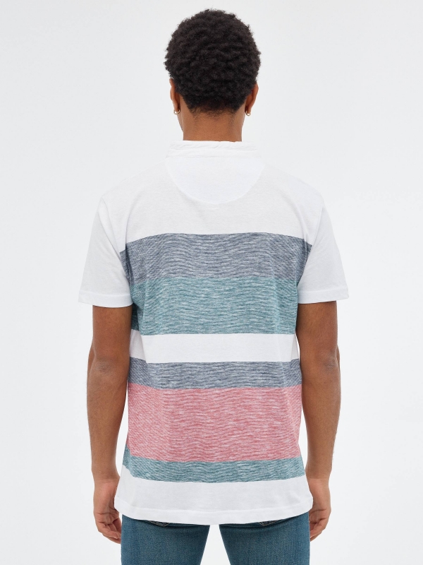 Polo Color Block Stripes red middle back view
