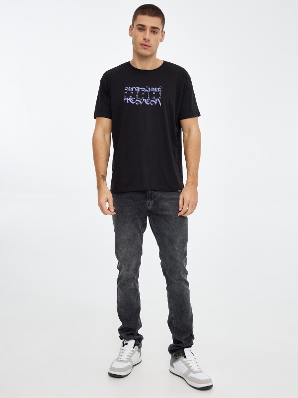T-shirt  impresso preto vista geral frontal
