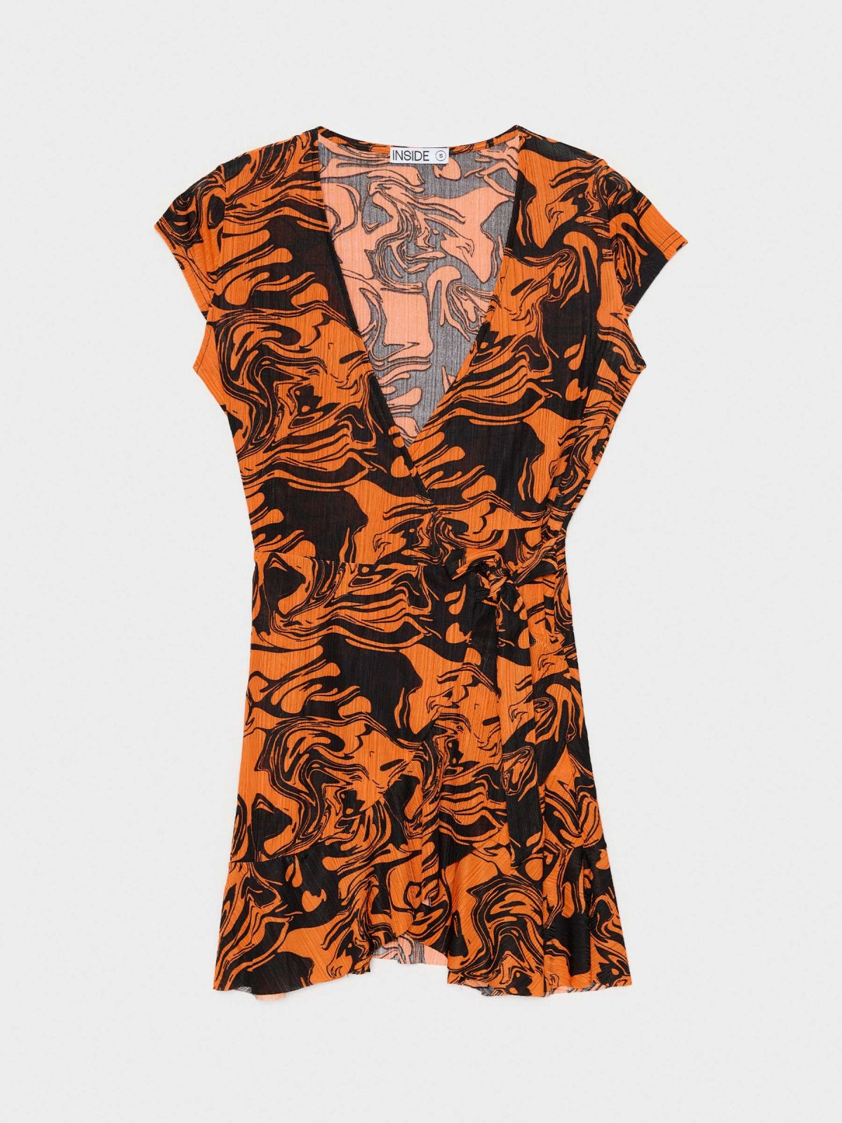  Mini-vestido psicadélico com alças laranja