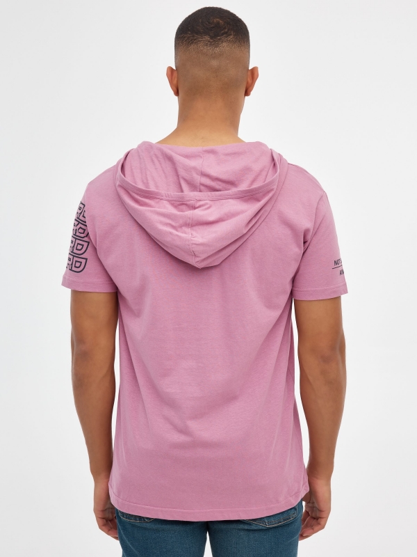 Weird hooded t-shirt purple middle back view