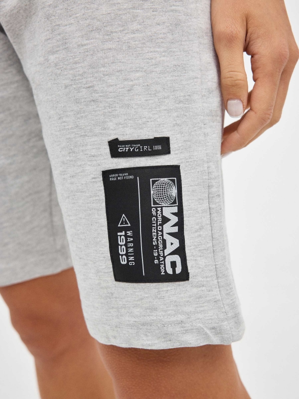 Plush bermuda shorts with elastic grey detail view