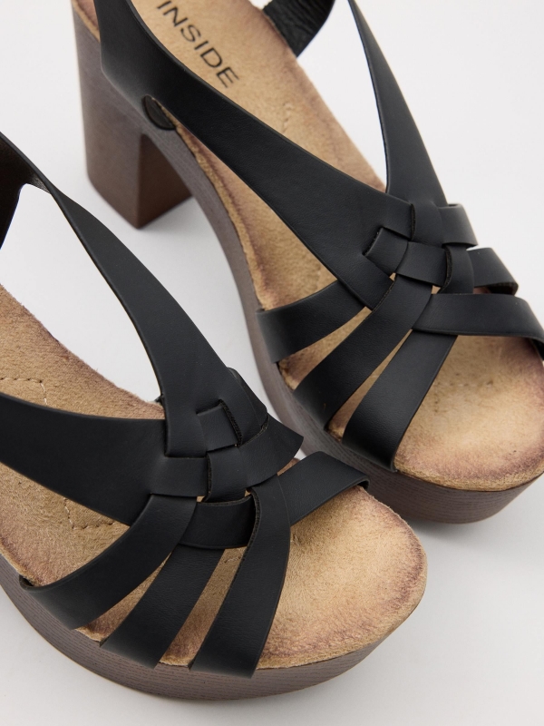 Sandal platform heel strap black/beige detail view
