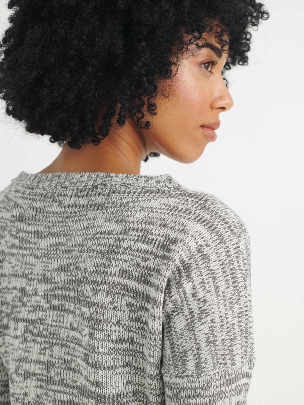 Heather cropped sweater off white detail view