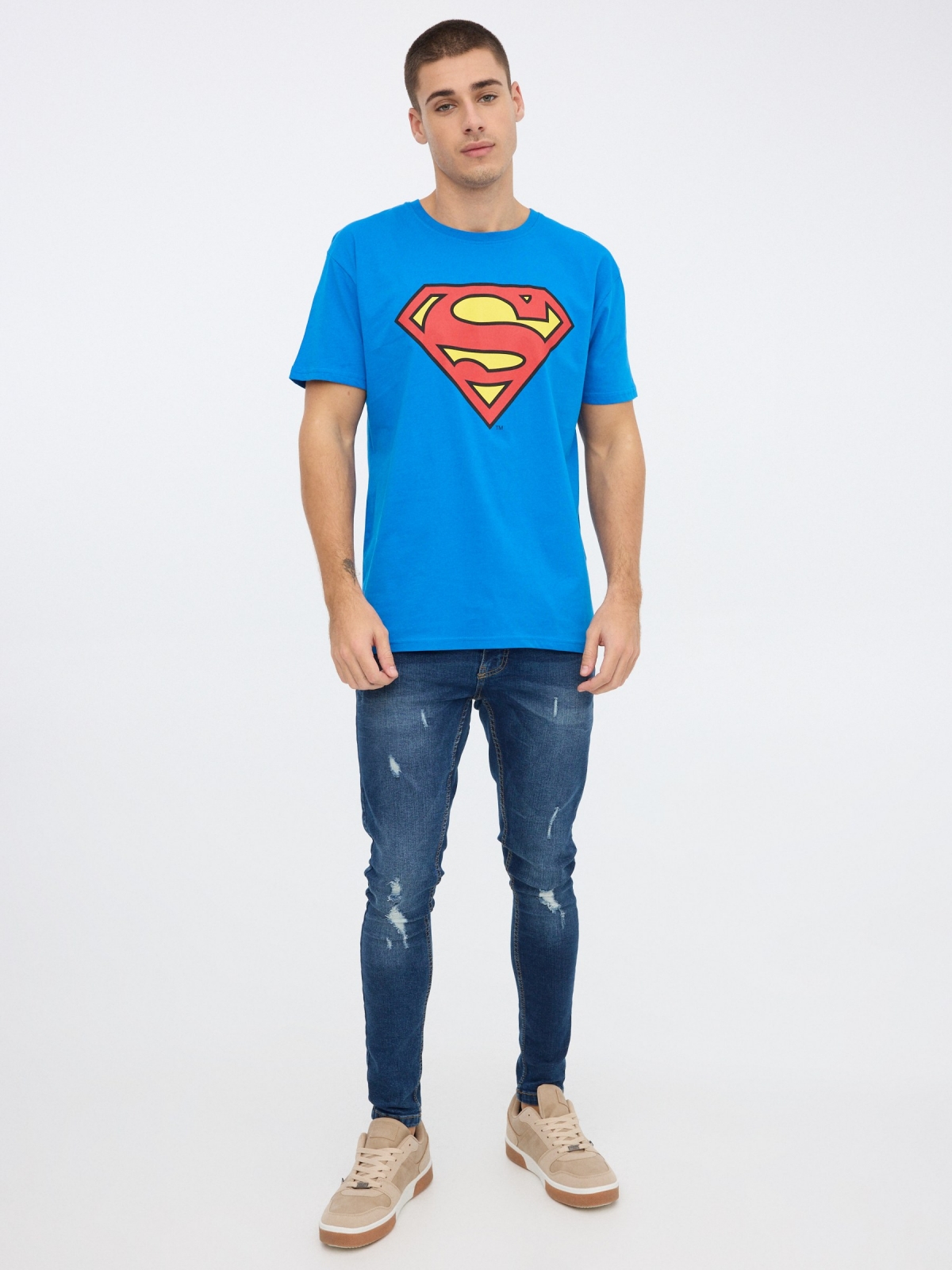 Superman Suit Up Camiseta para hombre (S) Azul Real, Azul