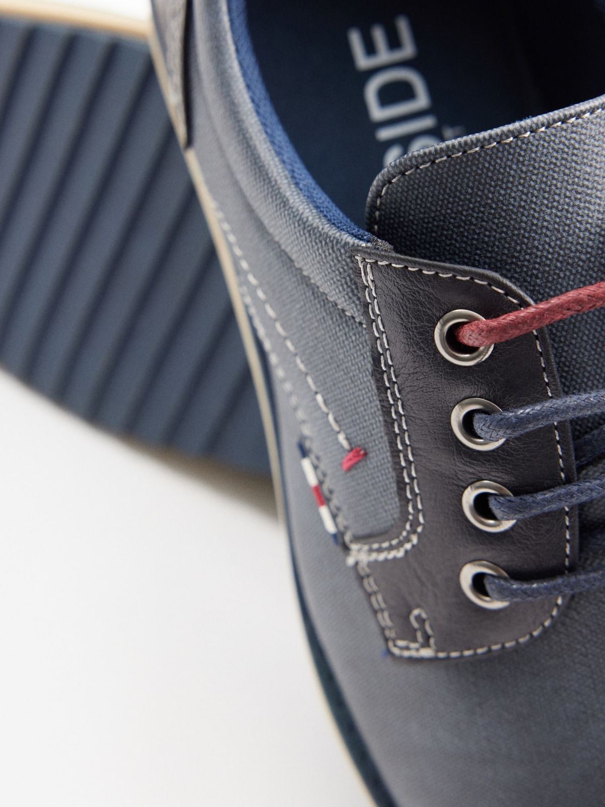 Classic blucher shoe navy detail view