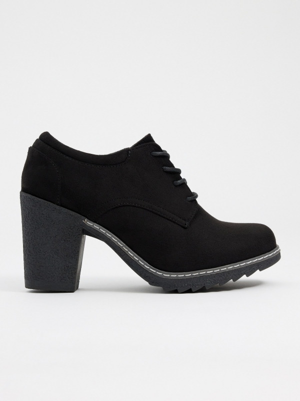 Black lace-up high-heeled shoe black