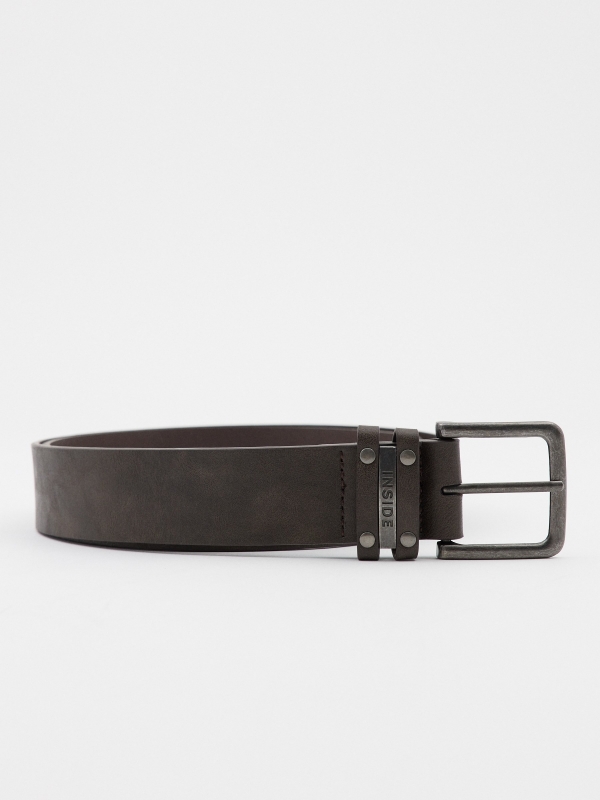 Brown leatherette belt rolled view