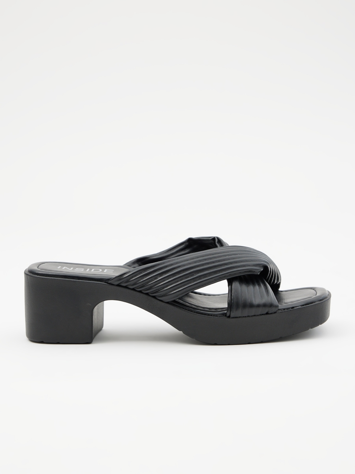 Platform sandal with crossed strap black