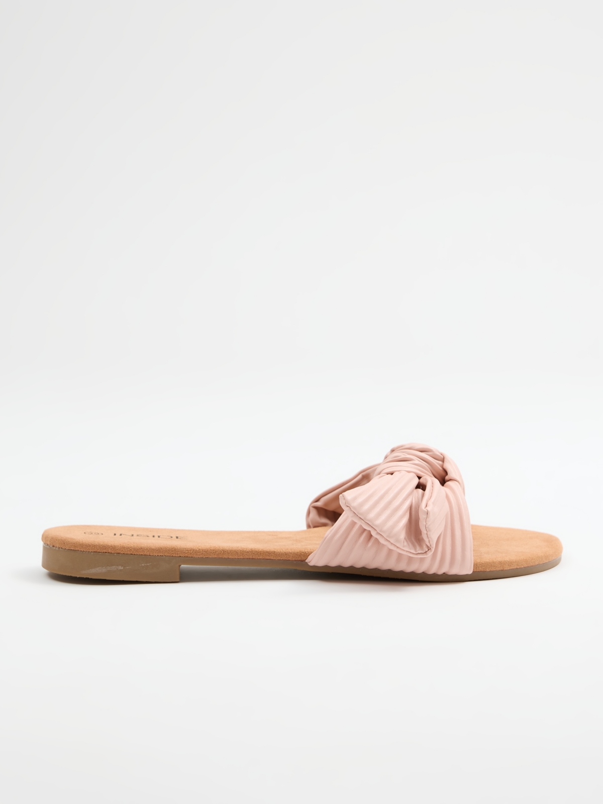 Tie up sandals with pleats nude pink