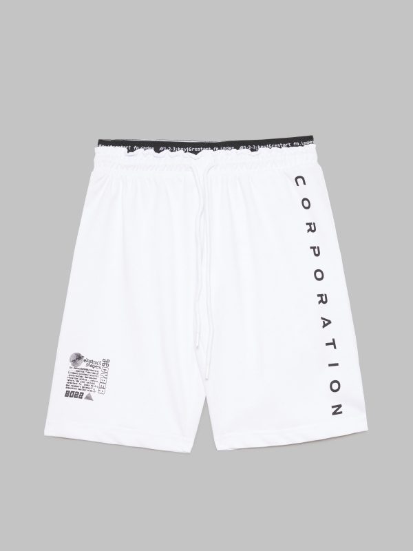  Plush bermuda shorts with elastic white