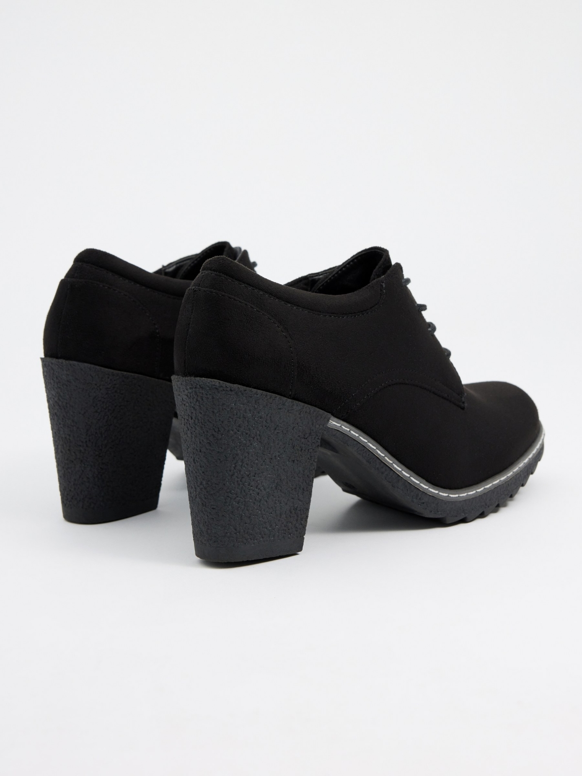 Black lace-up high-heeled shoe black 45º back view
